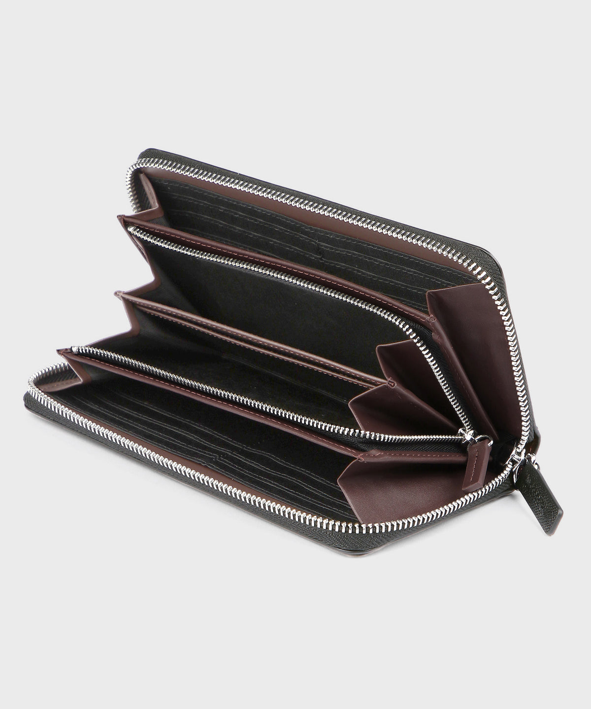 EMBOSSED LEATHER ROUND ZIP
