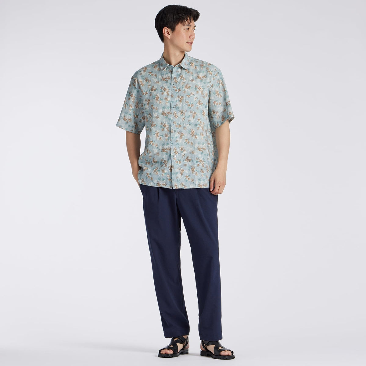 PALM TREE PRINT LINEN OVERSIZED  SHIRT[パームツリープリント リネン オーバーサイズシャツ]