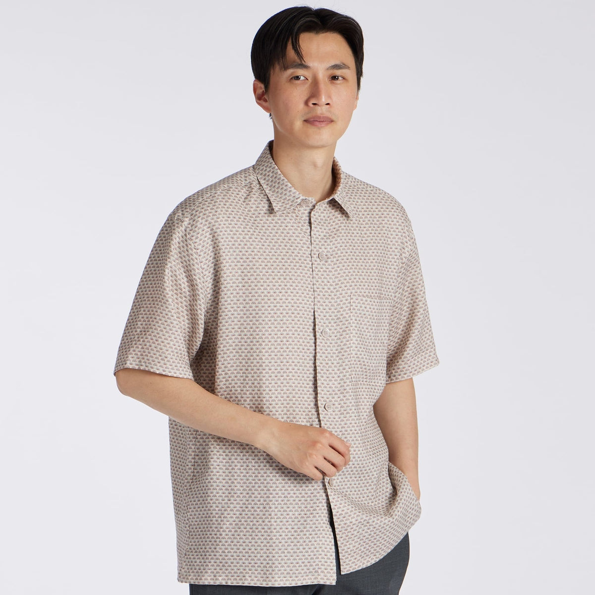 PALM TREE PRINT LINEN OVERSIZED  SHIRT[パームツリープリント リネン オーバーサイズシャツ]
