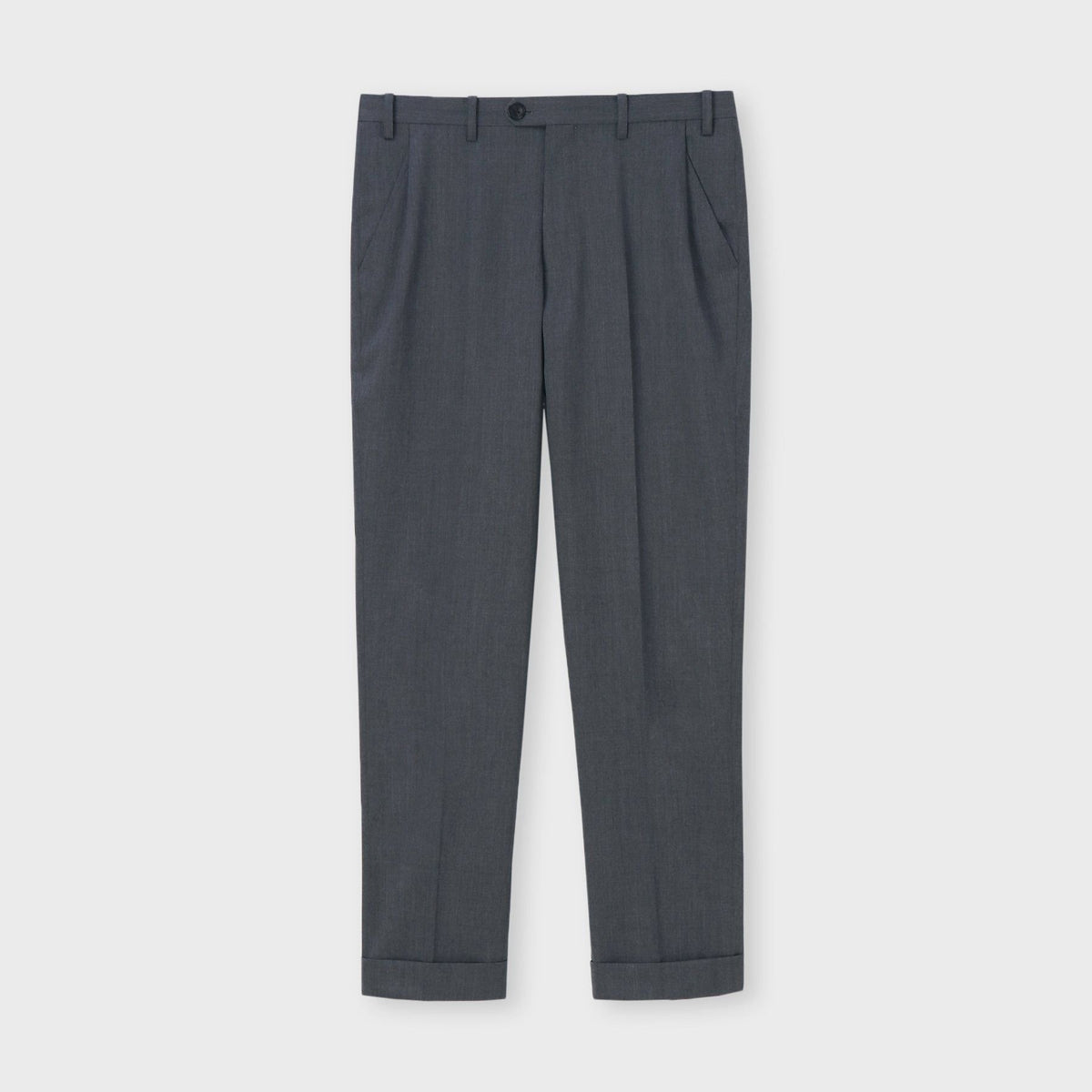 WOOL SERGE 1PLEATS TAPERED SLACKS