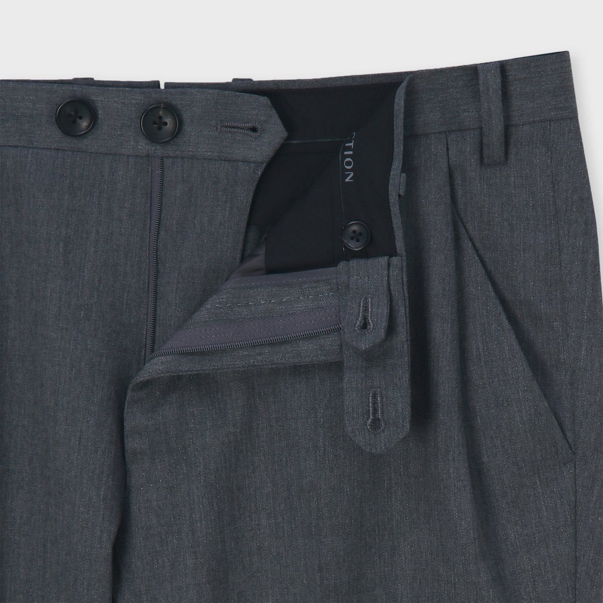 WOOL SERGE 1PLEATS TAPERED SLACKS