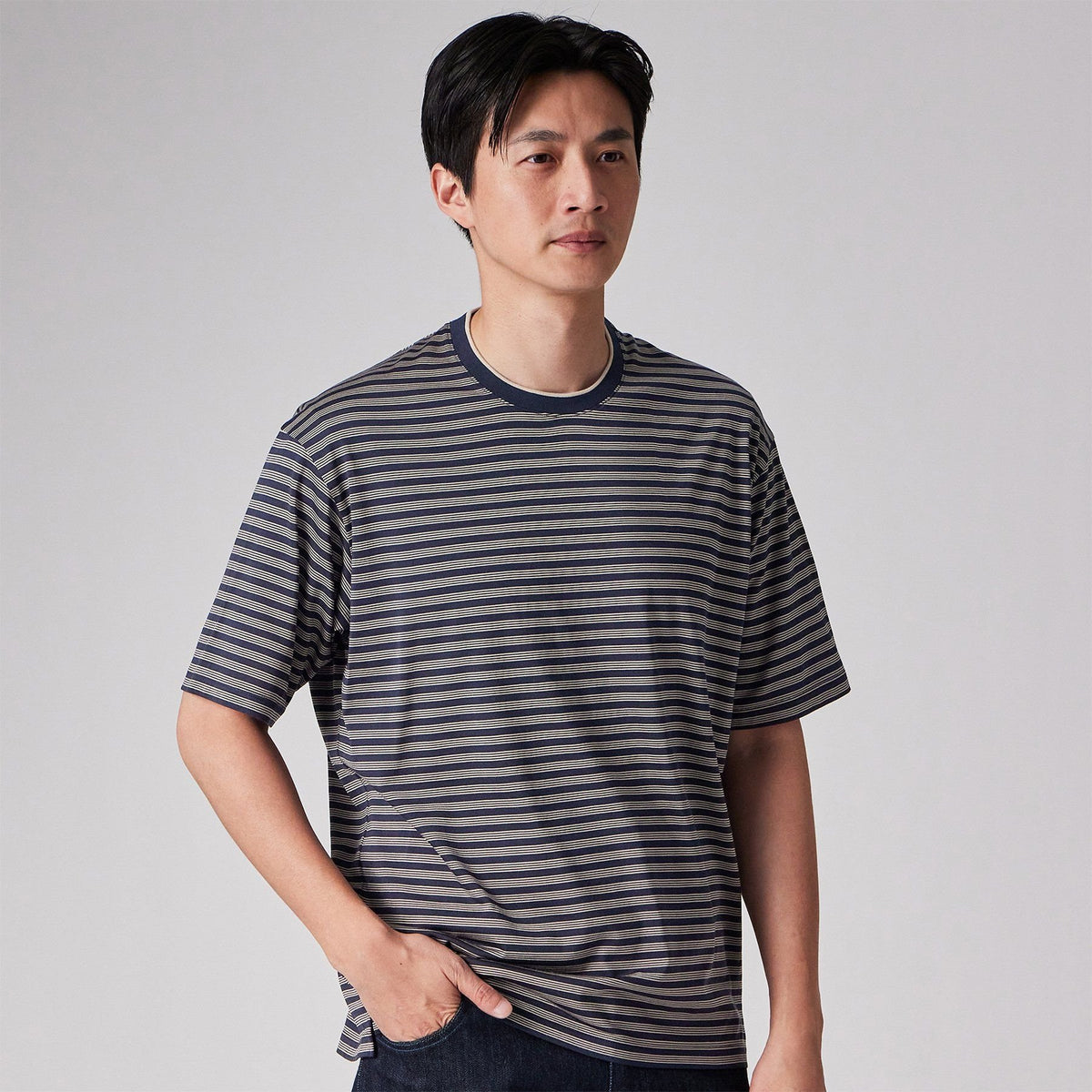 シルクボーダー天竺 Tシャツ / アルカド