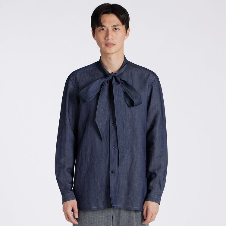 LANVIN ランバン ブラウス ウエストリボン付き サイズ40 カーキ