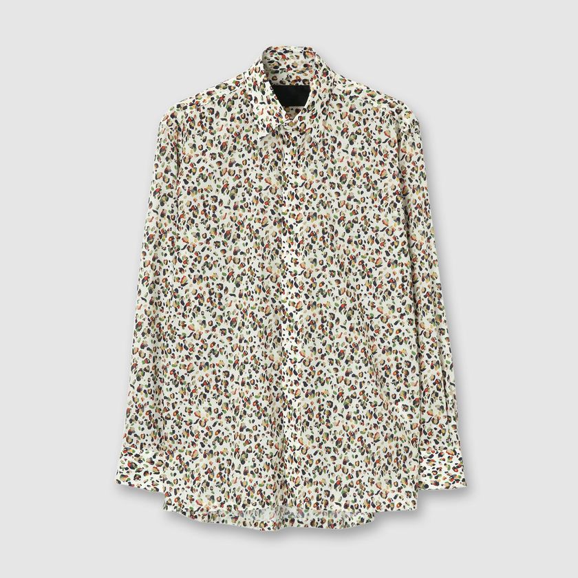 FLOWER PRINT FLY FRONT SHIRT
