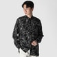 MONOTONE FLOWER PRINT FLY FRONT SHIRT