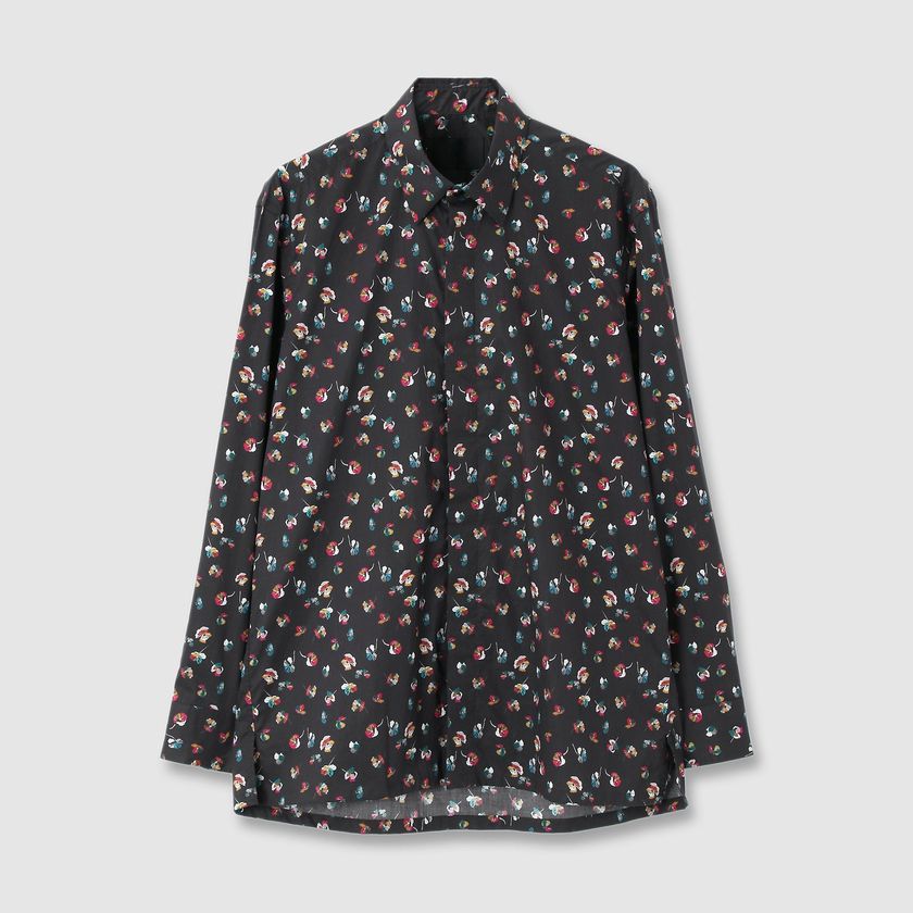 FLOWER PRINT FLY FRONT 　SHIRT