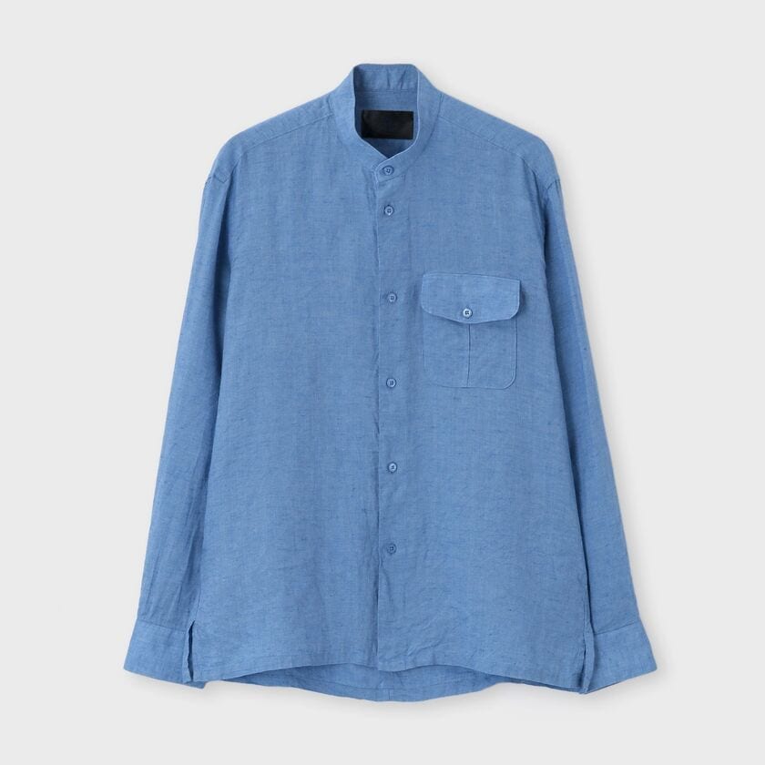 PROVENCE COLOUR LINEN BAND COLLAR L/S SHIRT