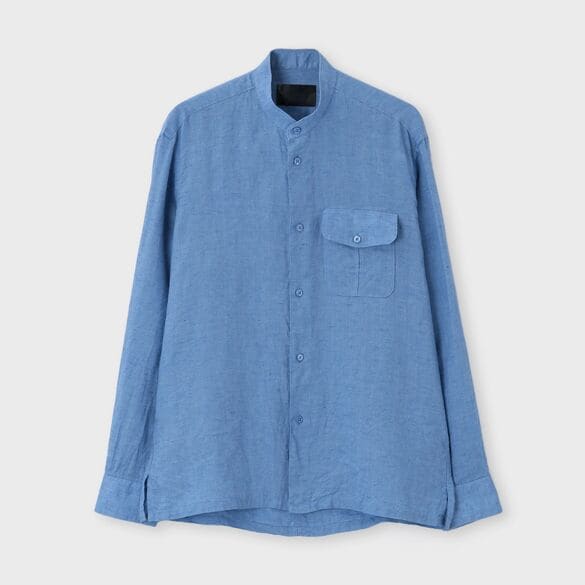 PROVENCE COLOUR LINEN BAND COLLAR L/S SHIRT