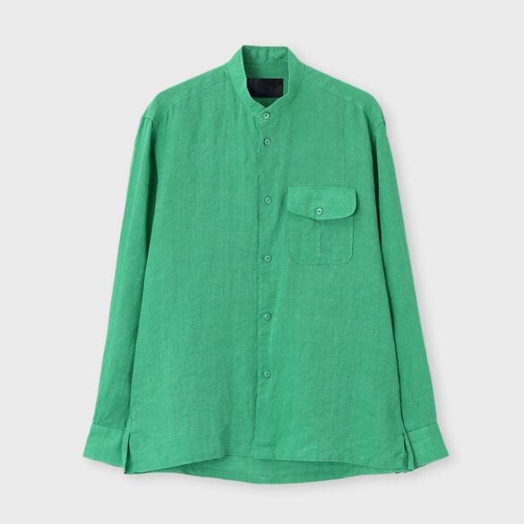 PROVENCE COLOUR LINEN BAND COLLAR L/S SHIRT