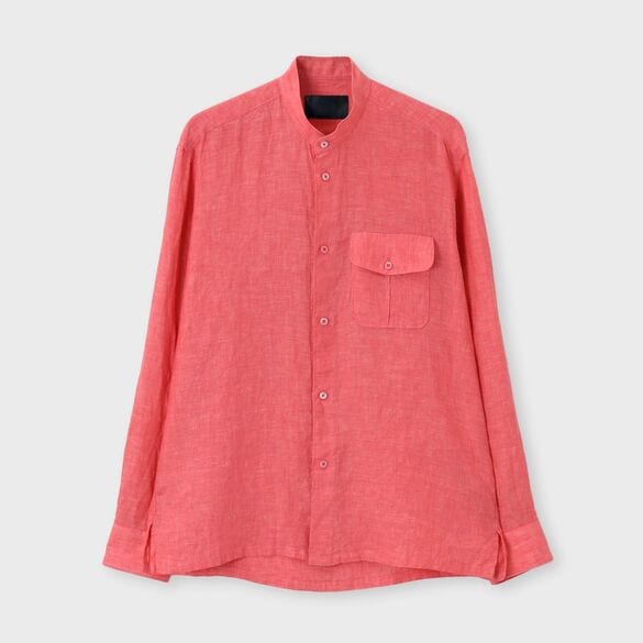 PROVENCE COLOUR LINEN BAND COLLAR L/S SHIRT