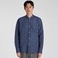 BANKER STRIPE LINEN BAND COLLAR L/S SHIRT