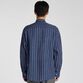 BANKER STRIPE LINEN BAND COLLAR L/S SHIRT