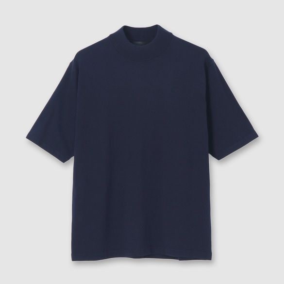 GIZA COTTON MOCK NECK KNIT TEE
