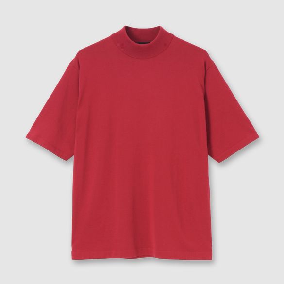 GIZA COTTON MOCK NECK KNIT TEE