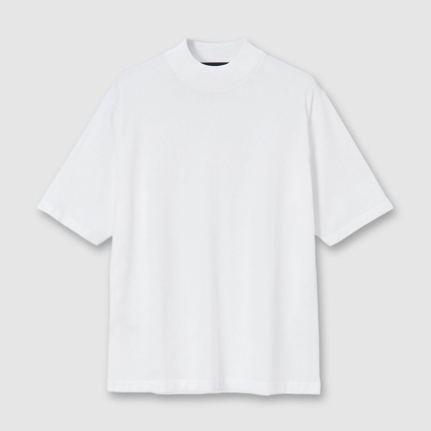 GIZA COTTON MOCK NECK KNIT TEE