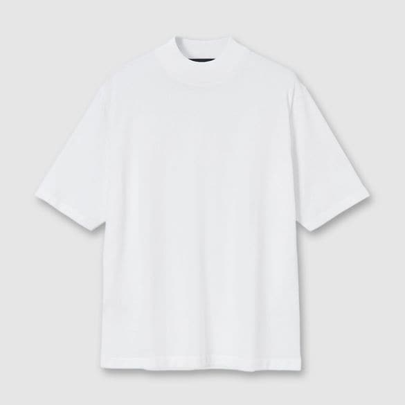 GIZA COTTON MOCK NECK KNIT TEE