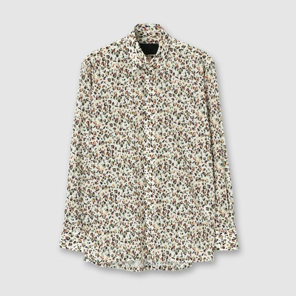 FLOWER PRINT FLY FRONT SHIRT