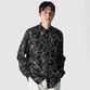 MONOTONE FLOWER PRINT FLY FRONT SHIRT