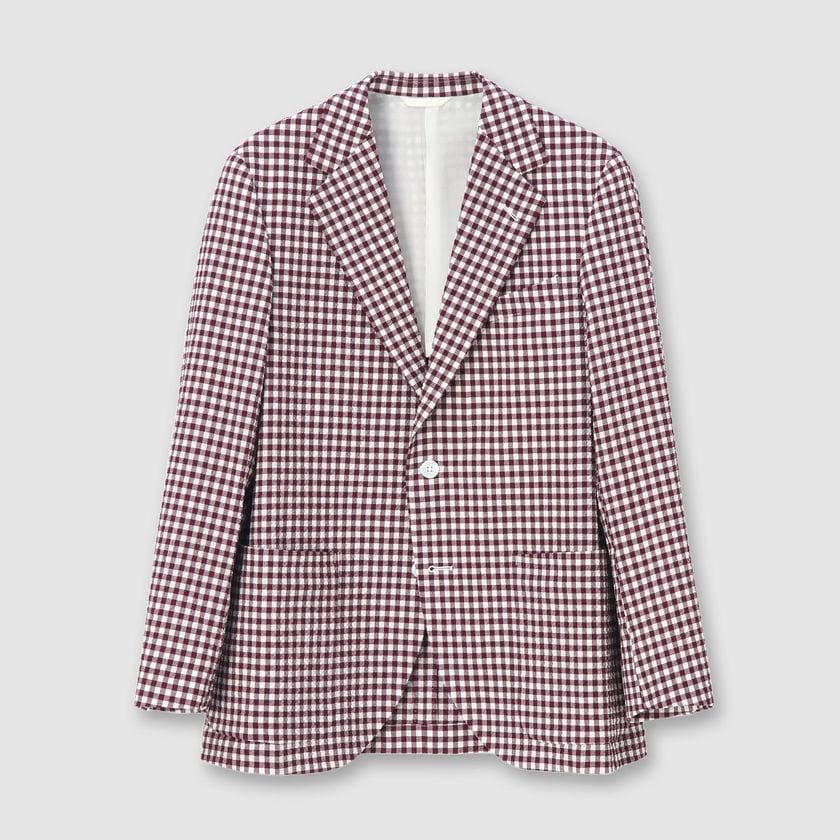 WOOL SUCKER GINGHAM CHECK JACKET