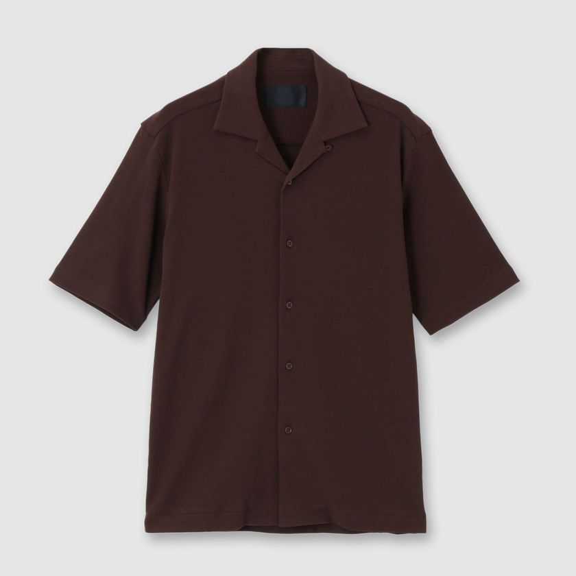 HIGH-TWIST JERSEY OPEN NECK SHIRT