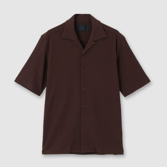 HIGH-TWIST JERSEY OPEN NECK SHIRT