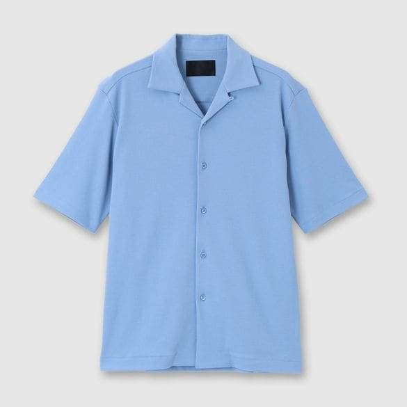 HIGH-TWIST JERSEY OPEN NECK SHIRT