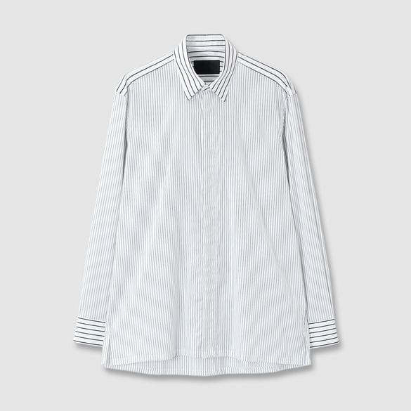 STRIPE BLOCKING FLY FRONT SHIRT
