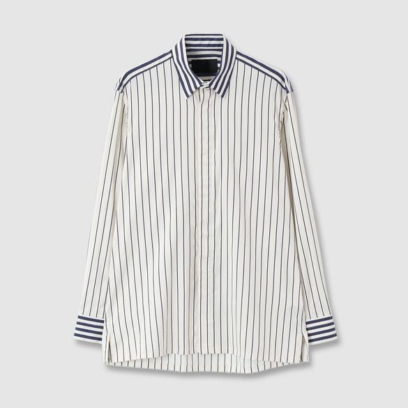 STRIPE BLOCKING FLY FRONT SHIRT 2