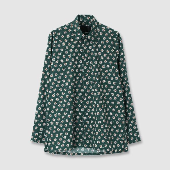 FLOWER PRINT FLY FRONT SHIRT