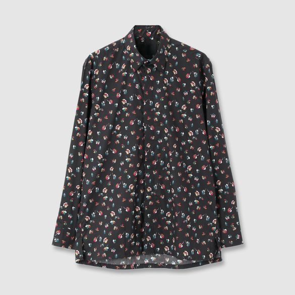 FLOWER PRINT FLY FRONT SHIRT