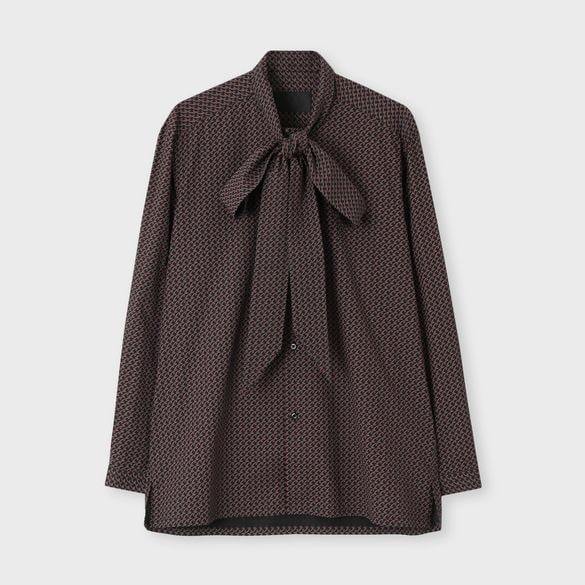 GEOMETRIC PRINT BRIAN BOW BLOUSE