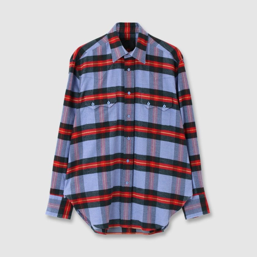PLAID FLANNEL WESTERN　SHIRT
