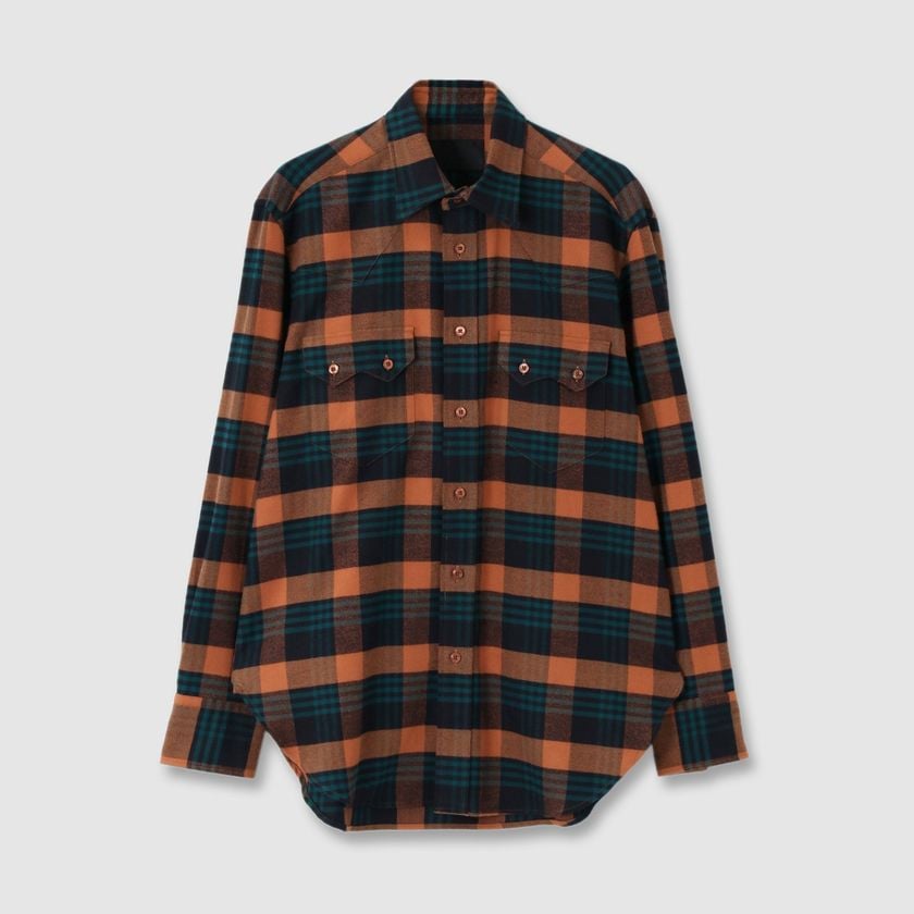 PLAID FLANNEL WESTERN　SHIRT