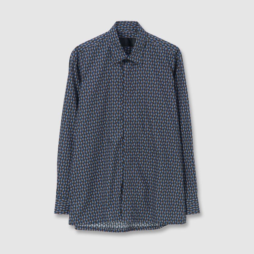 GEOMETRIC PRINT FLY FRONT 　SHIRT