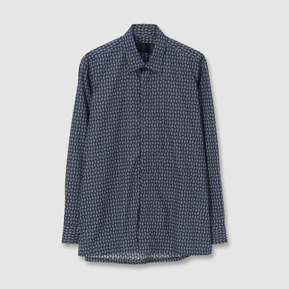 GEOMETRIC PRINT FLY FRONT SHIRT