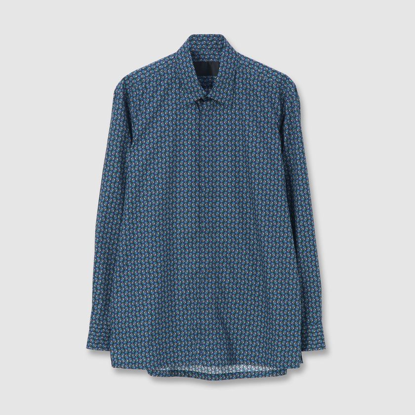 GEOMETRIC PRINT FLY FRONT 　SHIRT