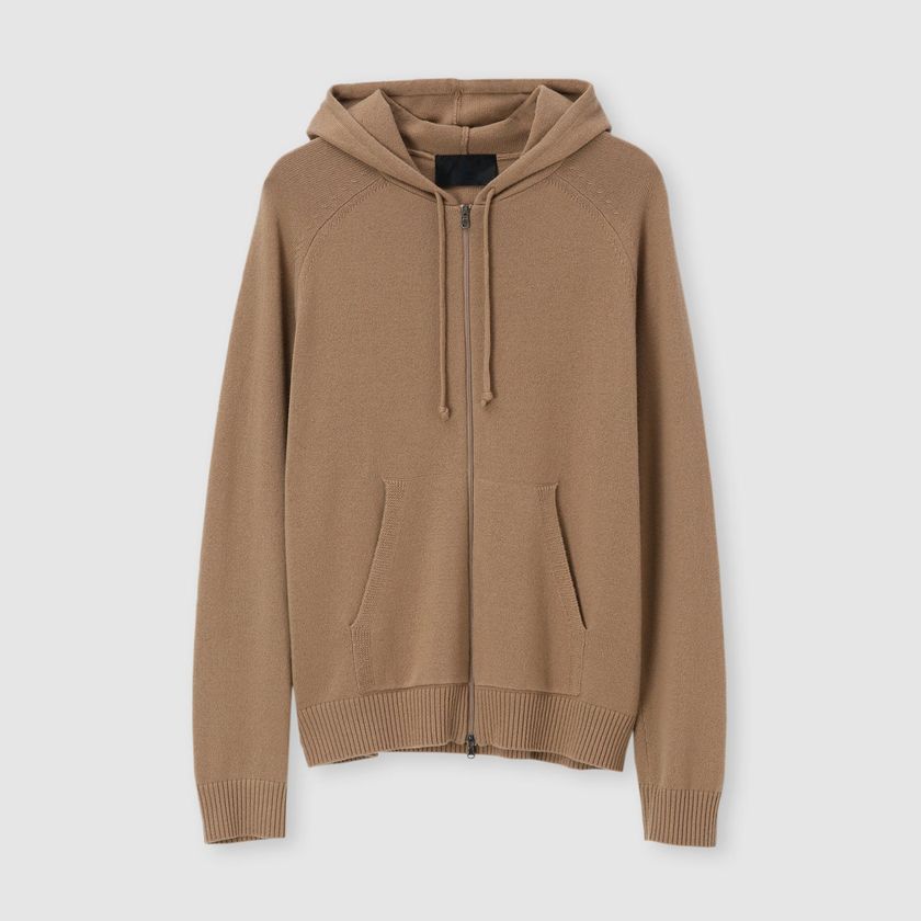 CASHMERE ZIP UP KNIT 　HOODIE
