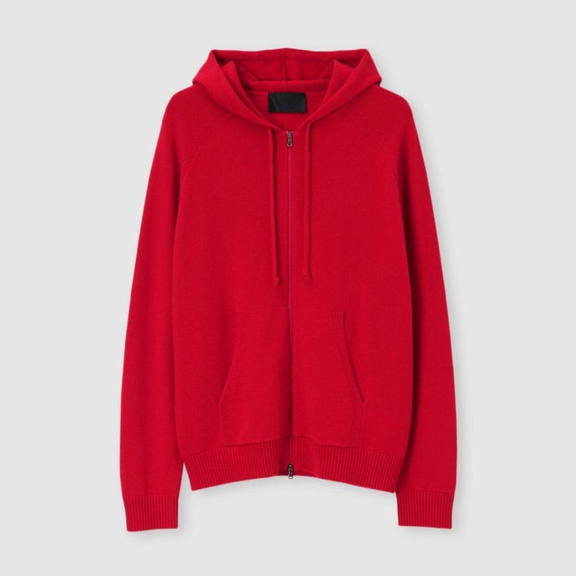 CASHMERE ZIP UP KNIT 　HOODIE