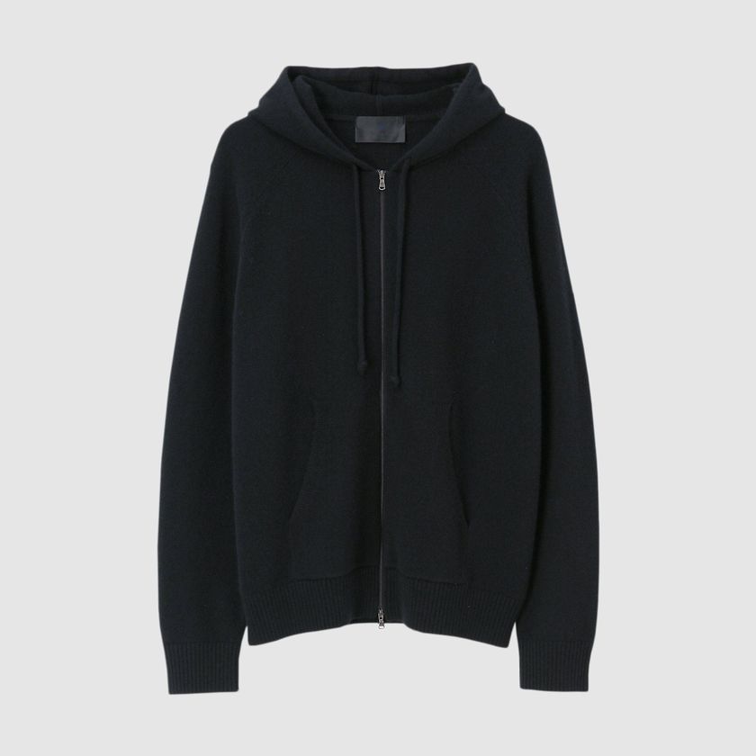 CASHMERE ZIP UP KNIT 　HOODIE