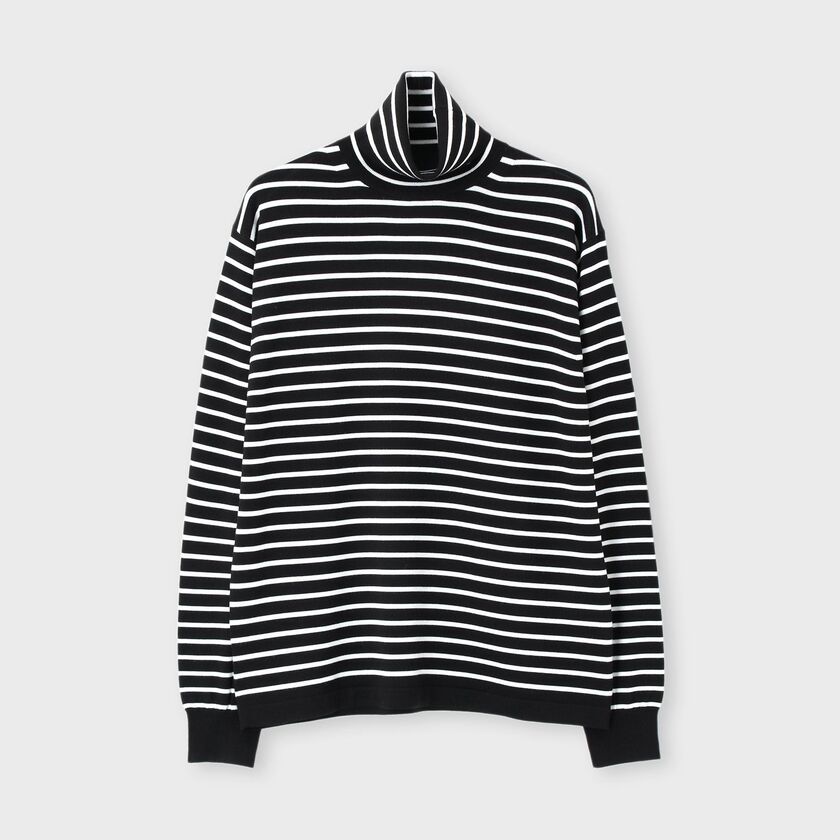 EFMW BORDER TURTLE NECK KNIT [エクストラファインメリノ ボーダータートル]