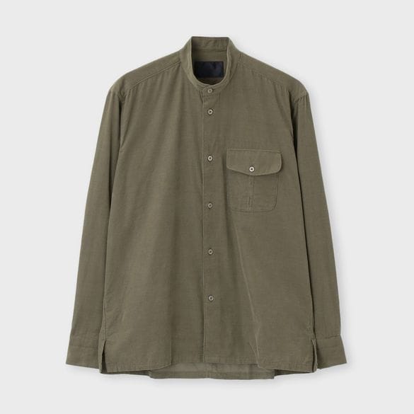 CORDUROY BAND COLLAR SHIRT