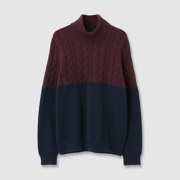 BLOCKING HIGH NECK KNIT 