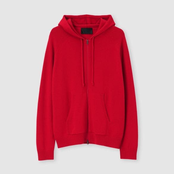 CASHMERE ZIP UP KNIT HOODIE