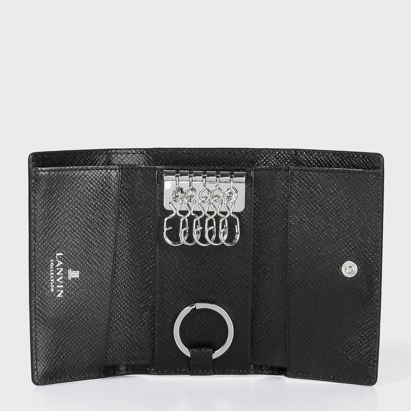 黒 レザー エンボス加工 キーケース RHEIN” EMBOSSED LEATHER KEY CASE / エンボスレザー キーケース