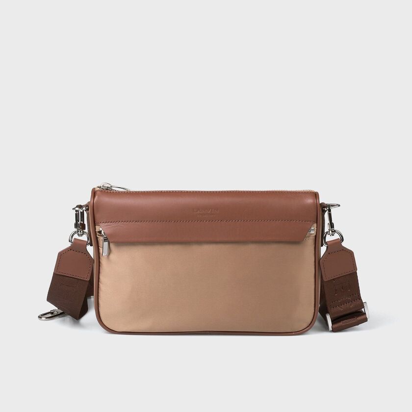 ナイロン レザー ミニショルダーバッグ