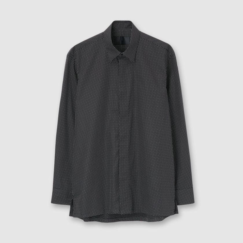PIN DOT PRINT FLY FRONT SHIRT