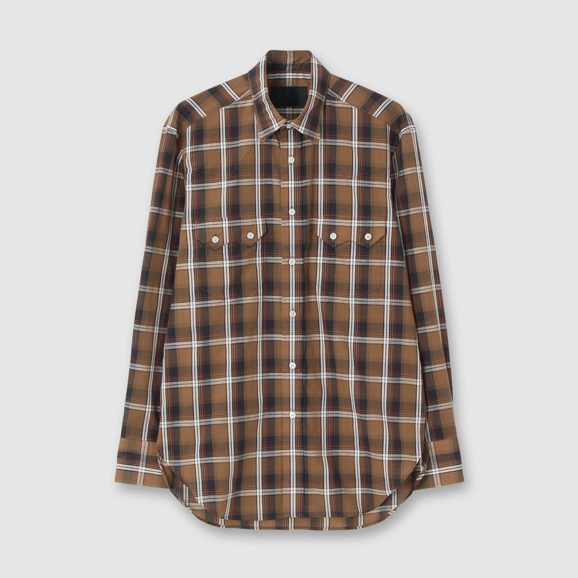 COTTON/LINEN PLAID WESTERN SHIRT