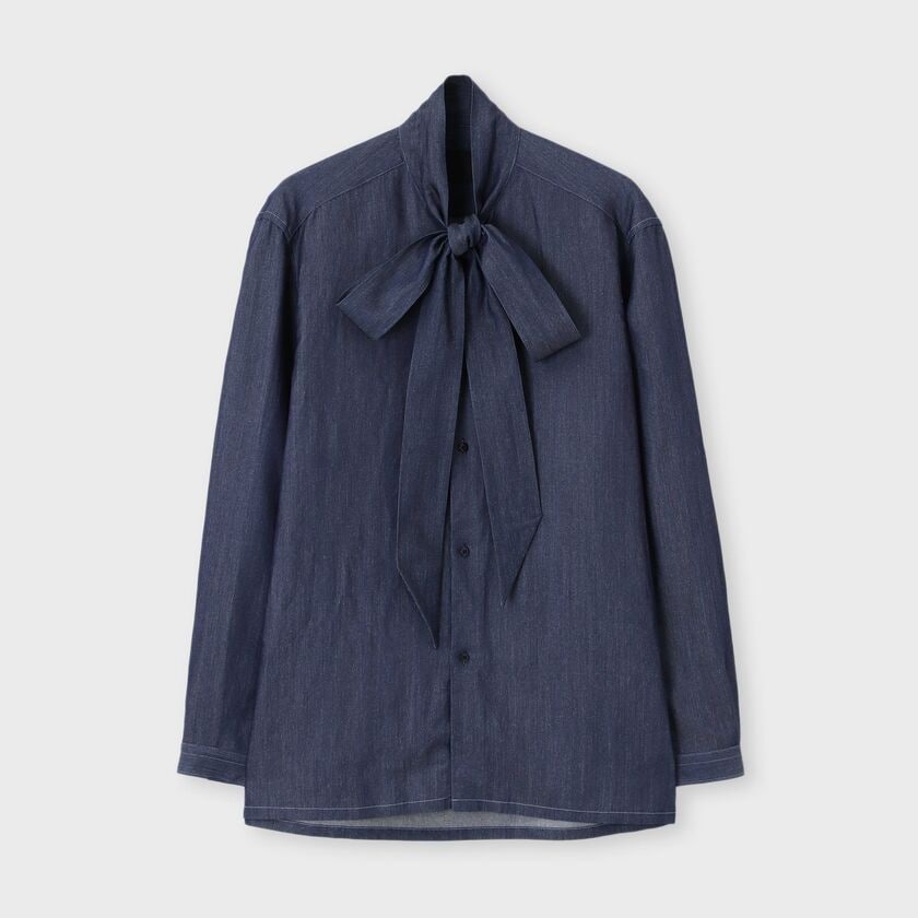 CUPRA/WASHI  DENIM BOW BLOUSE [和紙デニム ボウブラウス]