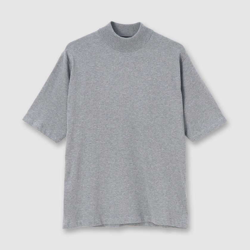 GIZA COTTON MOCK NECK KNIT TEE