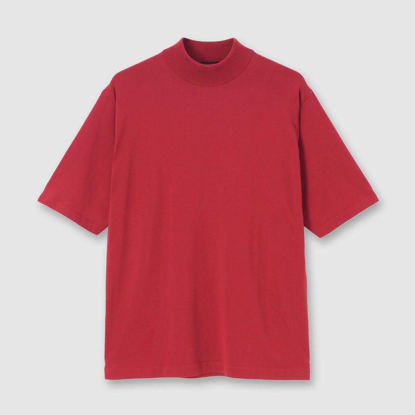 GIZA COTTON MOCK NECK KNIT TEE